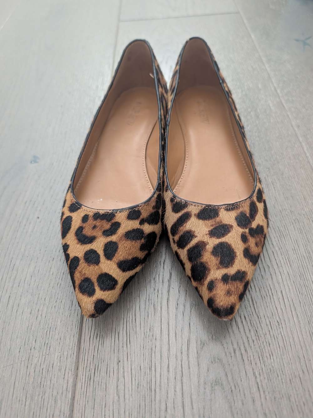 JCrew Leopard Print Calf Hair Pointed Toe Women's Flats 7